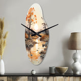 Orange Grey African Valley - Asymmetric Metal Wall Clock
