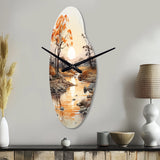 Orange Grey African Valley - Asymmetric Metal Wall Clock