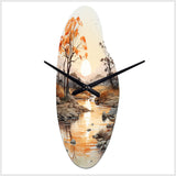 Orange Grey African Valley - Asymmetric Metal Wall Clock
