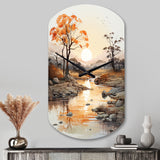 Orange Grey African Valley - Asymmetric Metal Wall Clock