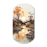 Orange Grey African Valley - Asymmetric Metal Wall Clock