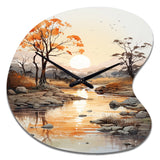 Orange Grey African Valley - Asymmetric Metal Wall Clock