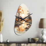 Orange Grey African Valley - Asymmetric Metal Wall Clock