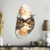 Orange Grey African Valley - Asymmetric Metal Wall Clock