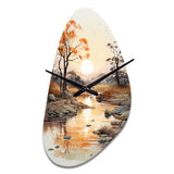 Orange Grey African Valley - Asymmetric Metal Wall Clock