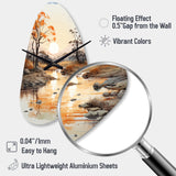 Orange Grey African Valley - Asymmetric Metal Wall Clock