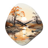 Orange Grey African Valley - Asymmetric Metal Wall Clock