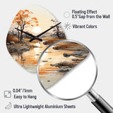 Orange Grey African Valley - Asymmetric Metal Wall Clock