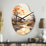 Orange Grey African Valley - Asymmetric Metal Wall Clock