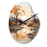 Orange Grey African Valley - Asymmetric Metal Wall Clock