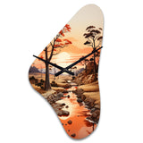 Red Beige African Valley - Asymmetric Metal Wall Clock