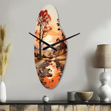 Red Beige African Valley - Asymmetric Metal Wall Clock