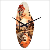 Red Beige African Valley - Asymmetric Metal Wall Clock