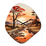 Red Beige African Valley - Asymmetric Metal Wall Clock