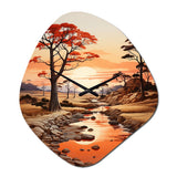 Red Beige African Valley - Asymmetric Metal Wall Clock