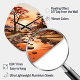 Red Beige African Valley - Asymmetric Metal Wall Clock