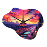 Paris Eiffel Tower Harmony II - Asymmetric Metal Wall Clock