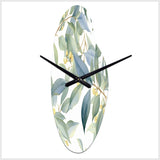 White Green Minimalism Eucalyptus Essence I - Asymmetric Metal Wall Clock