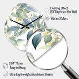 White Green Minimalism Eucalyptus Essence I - Asymmetric Metal Wall Clock