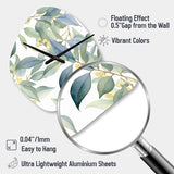 White Green Minimalism Eucalyptus Essence I - Asymmetric Metal Wall Clock