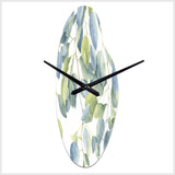 White Green Minimalism Eucalyptus Essence II - Asymmetric Metal Wall Clock