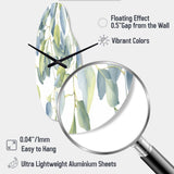 White Green Minimalism Eucalyptus Essence II - Asymmetric Metal Wall Clock