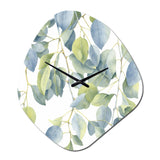 White Green Minimalism Eucalyptus Essence II - Asymmetric Metal Wall Clock
