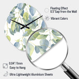 White Green Minimalism Eucalyptus Essence II - Asymmetric Metal Wall Clock