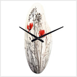 Red Grey Herb Garden I - Asymmetric Metal Wall Clock