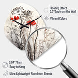 Red Grey Herb Garden I - Asymmetric Metal Wall Clock