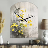 Yellow Grey Herb Garden - Asymmetric Metal Wall Clock
