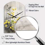 Yellow Grey Herb Garden - Asymmetric Metal Wall Clock
