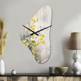 Yellow Grey Herb Garden - Asymmetric Metal Wall Clock