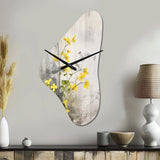 Yellow Grey Herb Garden - Asymmetric Metal Wall Clock