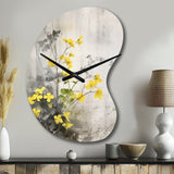 Yellow Grey Herb Garden - Asymmetric Metal Wall Clock