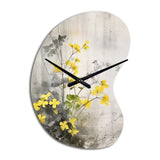 Yellow Grey Herb Garden - Asymmetric Metal Wall Clock