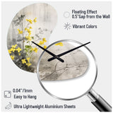 Yellow Grey Herb Garden - Asymmetric Metal Wall Clock