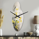 Yellow Grey Herb Garden - Asymmetric Metal Wall Clock