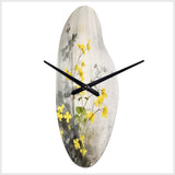 Yellow Grey Herb Garden - Asymmetric Metal Wall Clock