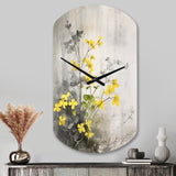 Yellow Grey Herb Garden - Asymmetric Metal Wall Clock