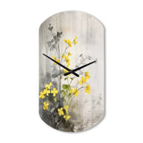 Yellow Grey Herb Garden - Asymmetric Metal Wall Clock