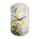 Yellow Grey Herb Garden - Asymmetric Metal Wall Clock
