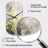 Yellow Grey Herb Garden - Asymmetric Metal Wall Clock