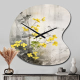 Yellow Grey Herb Garden - Asymmetric Metal Wall Clock
