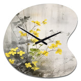 Yellow Grey Herb Garden - Asymmetric Metal Wall Clock