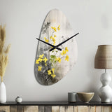 Yellow Grey Herb Garden - Asymmetric Metal Wall Clock