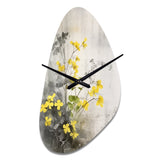 Yellow Grey Herb Garden - Asymmetric Metal Wall Clock