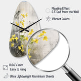 Yellow Grey Herb Garden - Asymmetric Metal Wall Clock