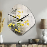 Yellow Grey Herb Garden - Asymmetric Metal Wall Clock