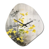 Yellow Grey Herb Garden - Asymmetric Metal Wall Clock